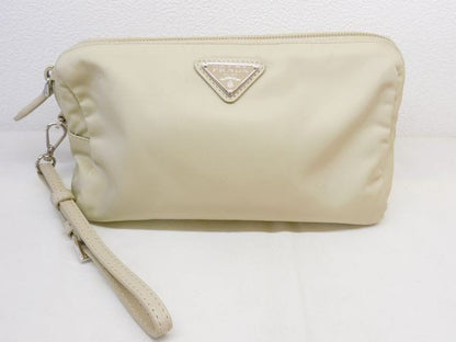 Prada Re-Nylon Pouch Hand Strap Light Beige Nylon