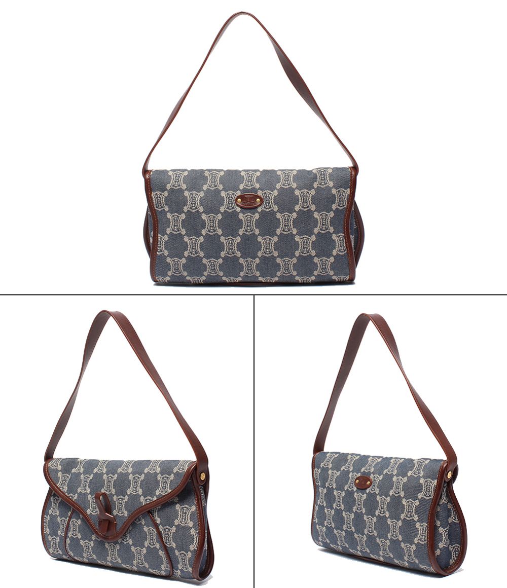 Celine Denim Shoulder Bag Paris Macadam — view 2