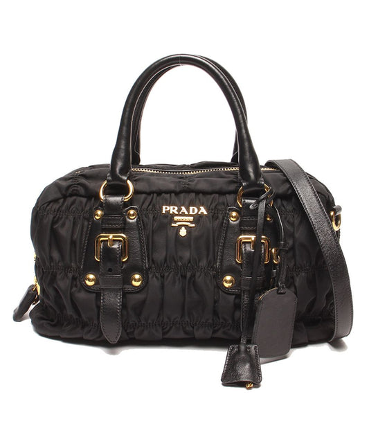 Prada Nylon 2-Way Shoulder Bag Crossbody Gathered