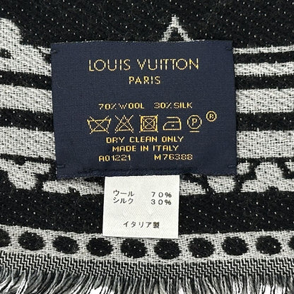 Louis Vuitton Scarf Shawl Monogram Wool Silk Etole Amazing Gram Black Gray Large — view 4