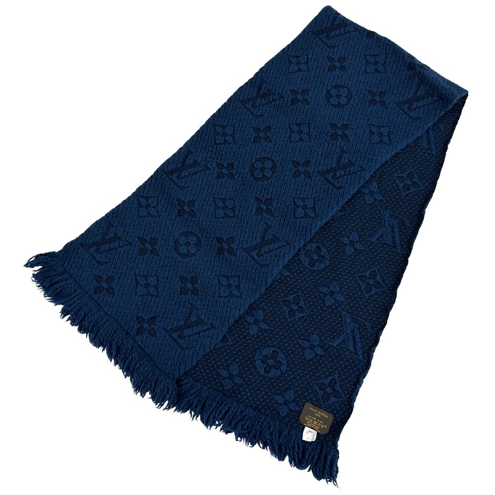 Louis Vuitton Scarf Shawl Monogram Wool Echarpe Logo Mania Anthracite Navy Warm