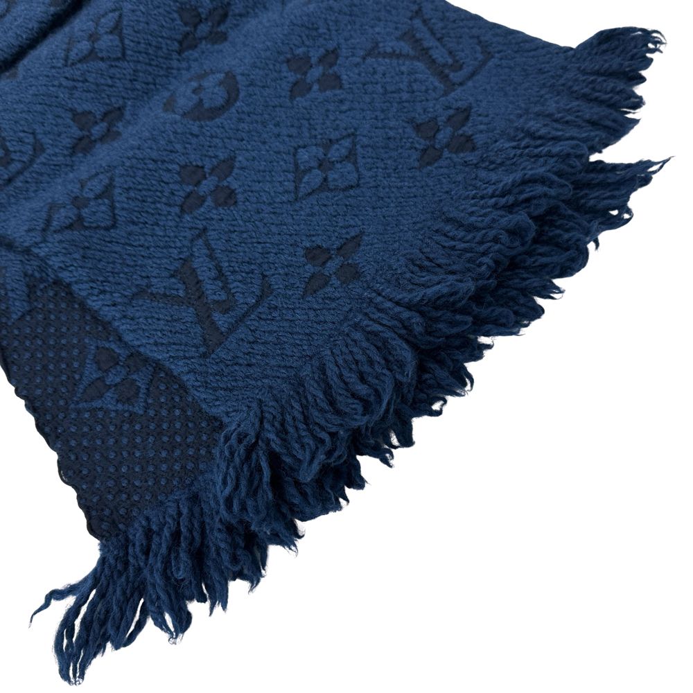 Louis Vuitton Scarf Shawl Monogram Wool Echarpe Logo Mania Anthracite Navy Warm — view 4