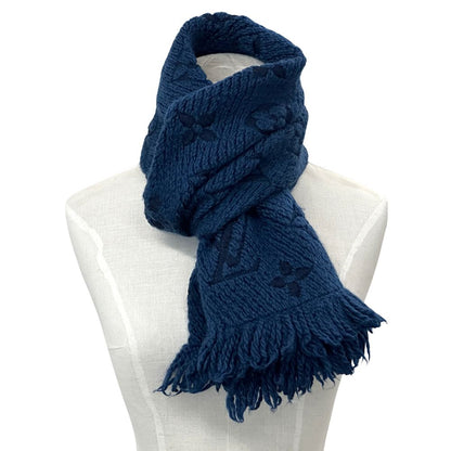 Louis Vuitton Scarf Shawl Monogram Wool Echarpe Logo Mania Anthracite Navy Warm — view 5
