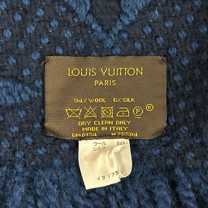 Louis Vuitton Scarf Shawl Monogram Wool Echarpe Logo Mania Anthracite Navy Warm — view 3