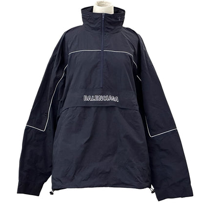 Balenciaga Nylon Anorak Hoodie Navy L XL 48 Half Zip Windbreaker Oversize — view 4