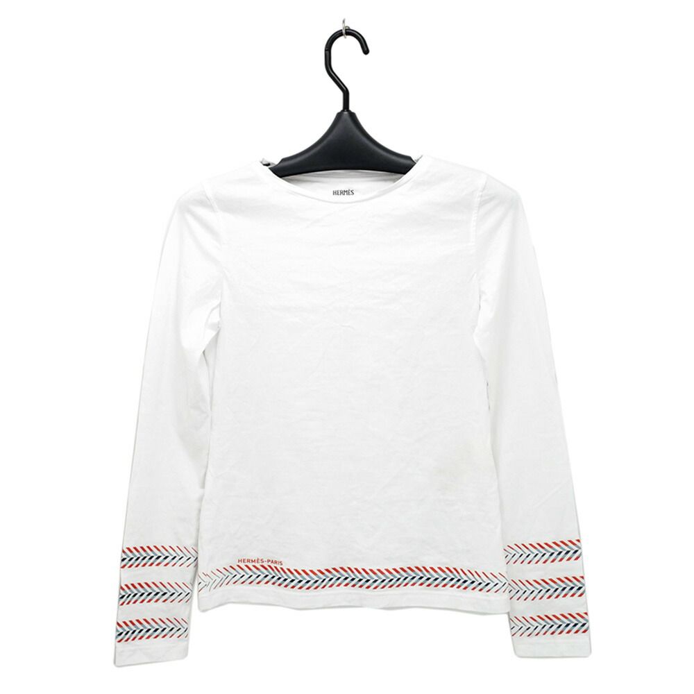 Hermes T-Shirt Cartouche Chevron 36 Cotton White