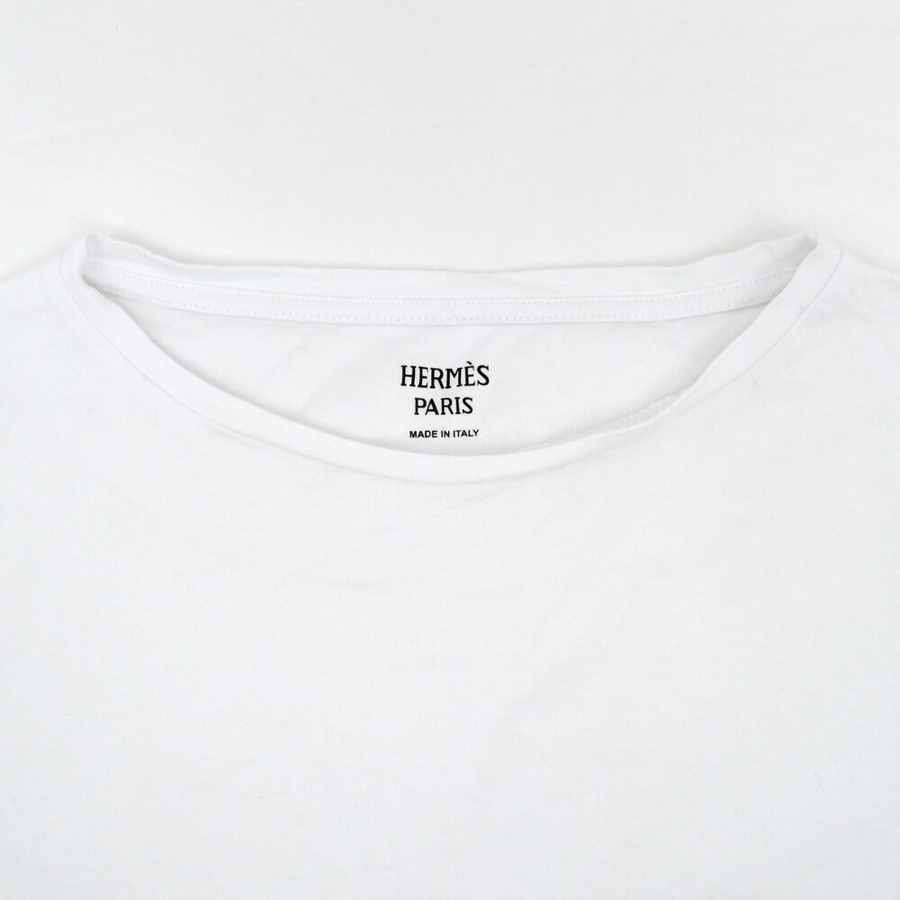 Hermes T-Shirt Cartouche Chevron 36 Cotton White — view 3