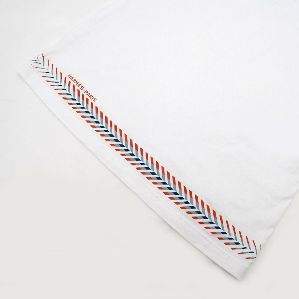 Hermes T-Shirt Cartouche Chevron 36 Cotton White — view 5