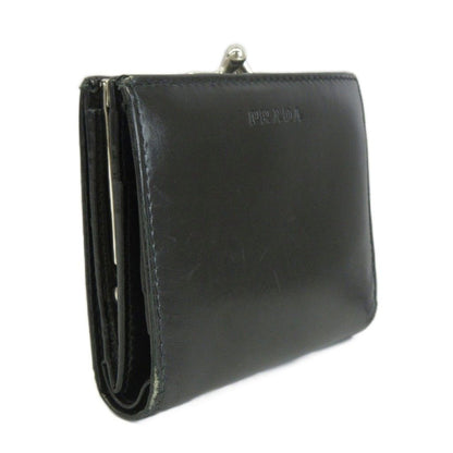 Prada Compact Wallet Bifold Clasp Leather Logo — view 5