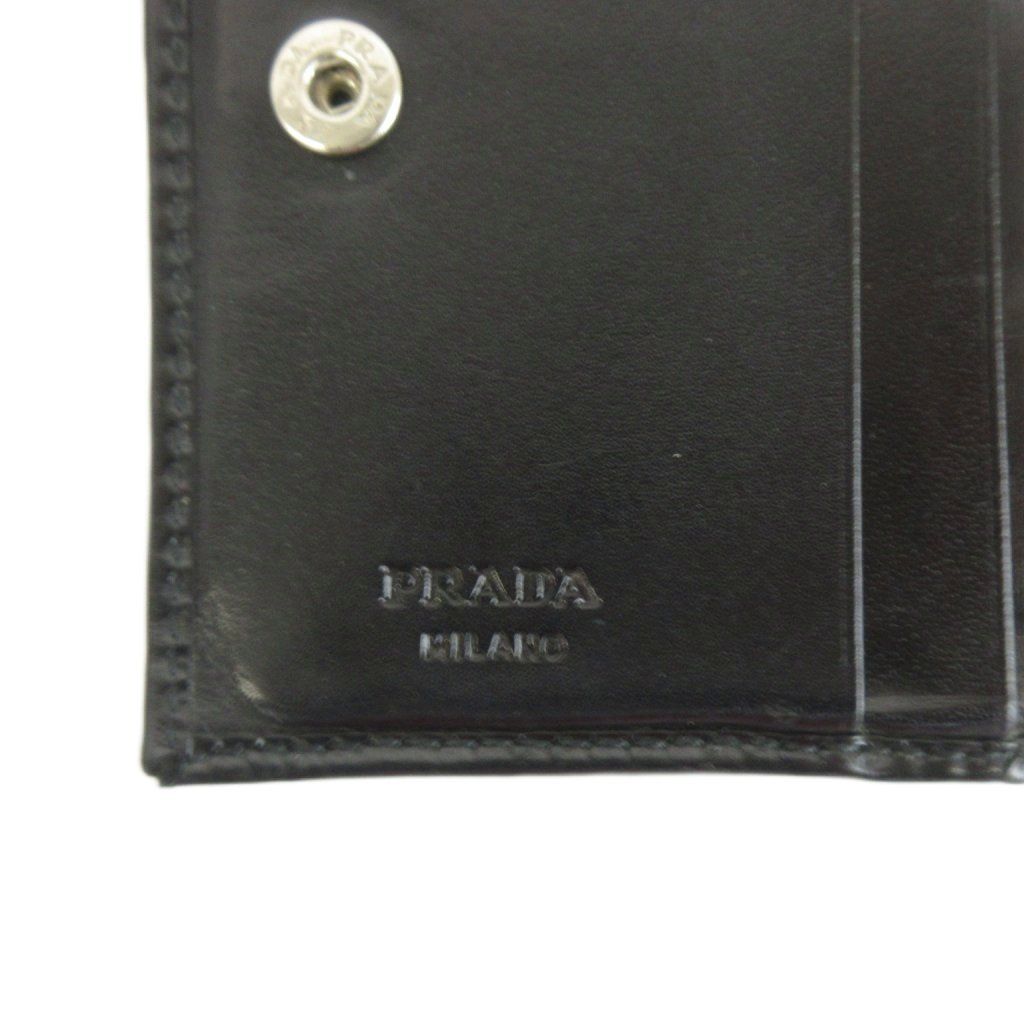 Prada Compact Wallet Bifold Clasp Leather Logo — view 4