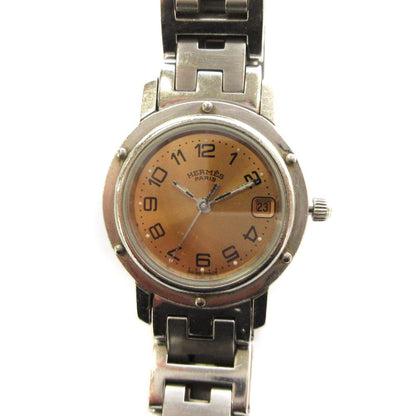 Hermes Clipper Watch Quartz Analog 3 Hand Beige Silver Color Cl4