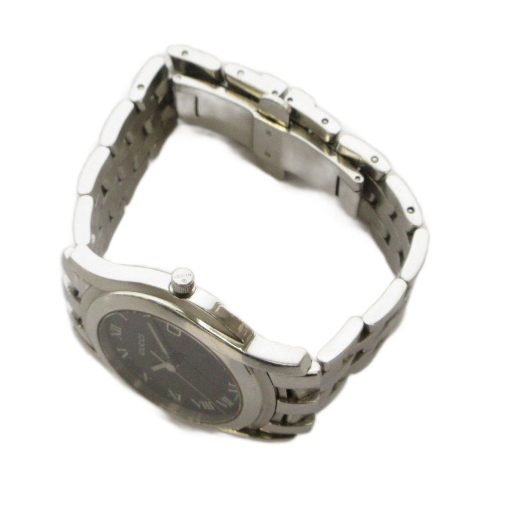 Gucci Watch Analog 3 Hand Quartz Round Face Silver Color Black — view 3