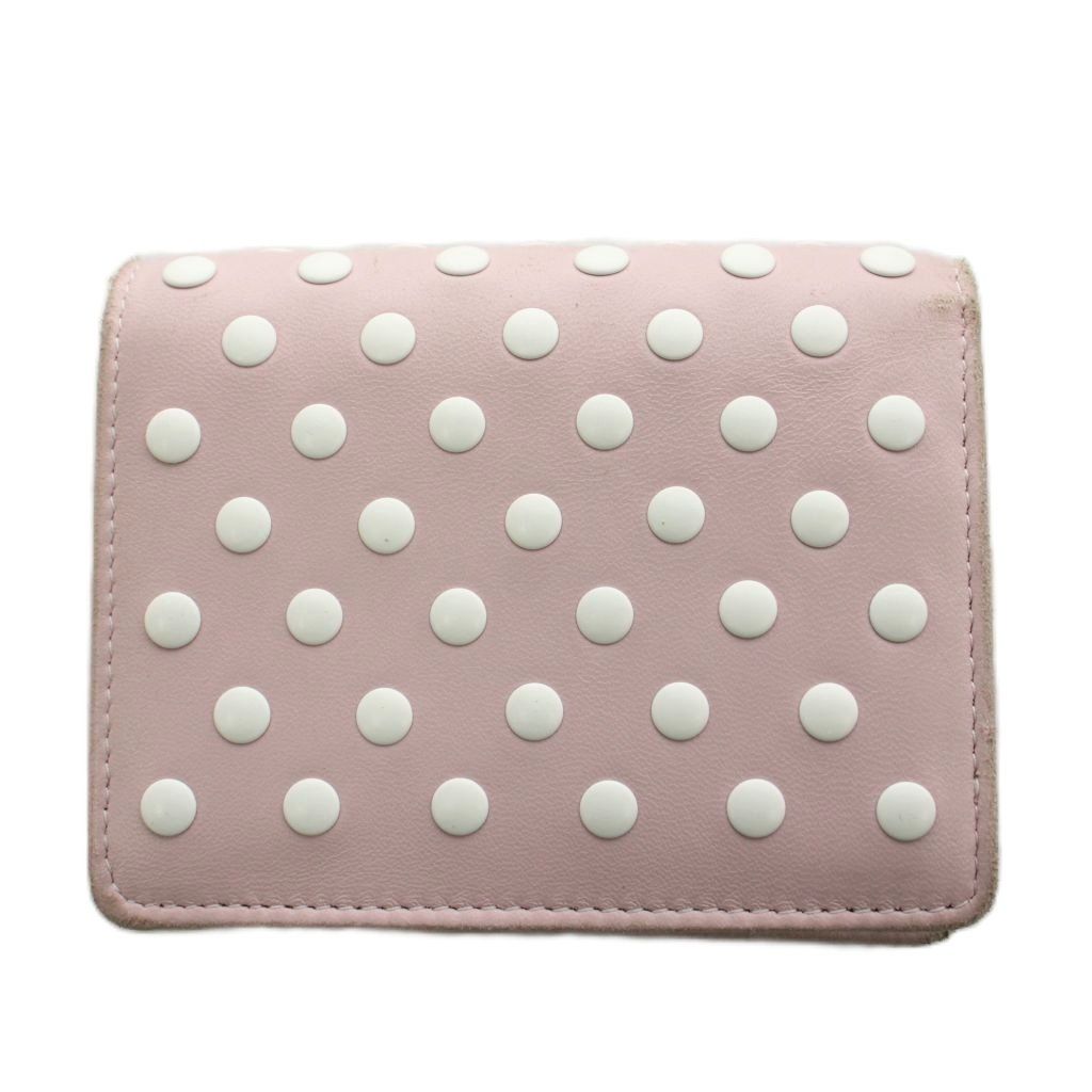Miu Miu Miu Wallet Bifold Coin Purse Dot Studs Leather Pink — view 2