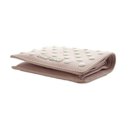 Miu Miu Miu Wallet Bifold Coin Purse Dot Studs Leather Pink — view 4
