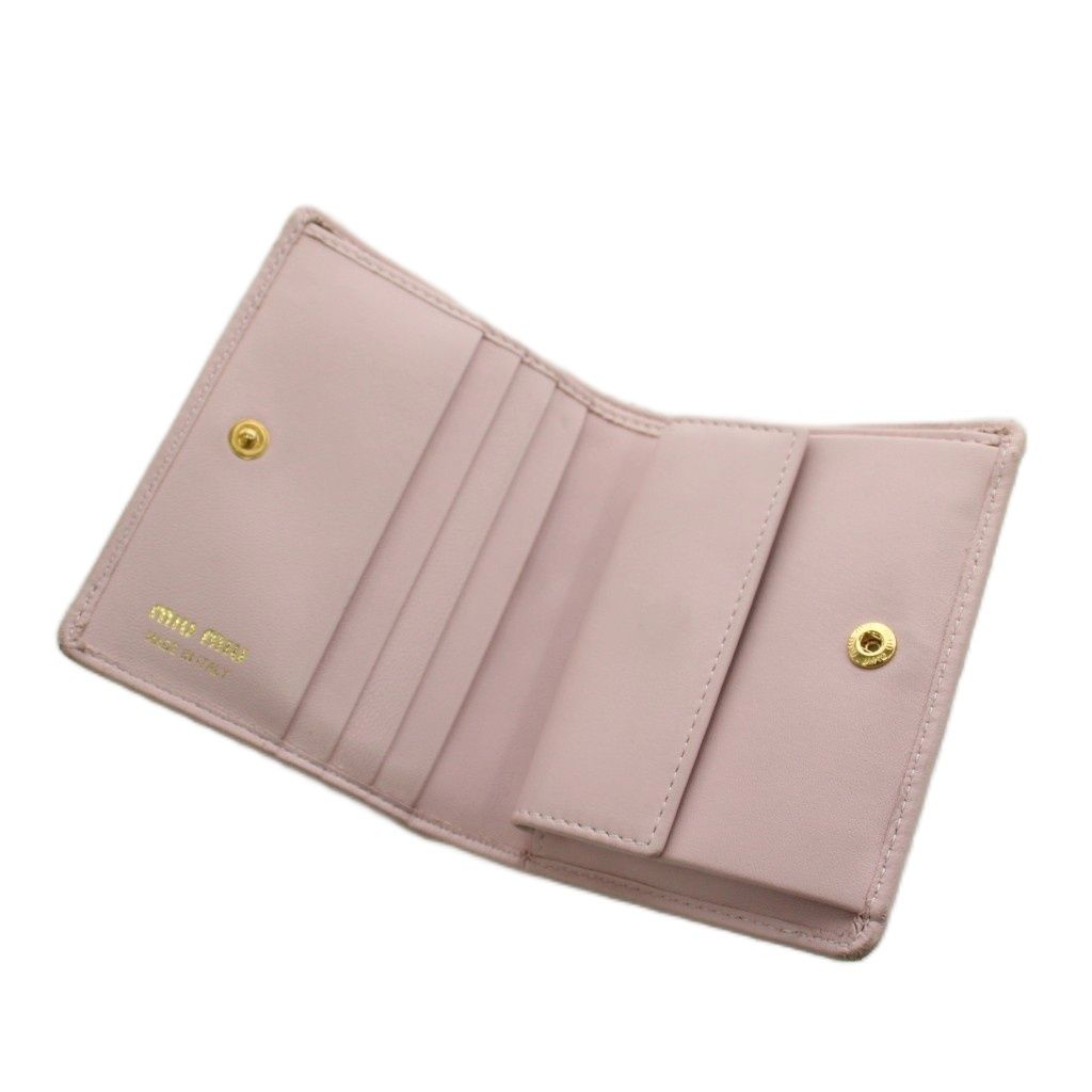 Miu Miu Miu Wallet Bifold Coin Purse Dot Studs Leather Pink — view 6