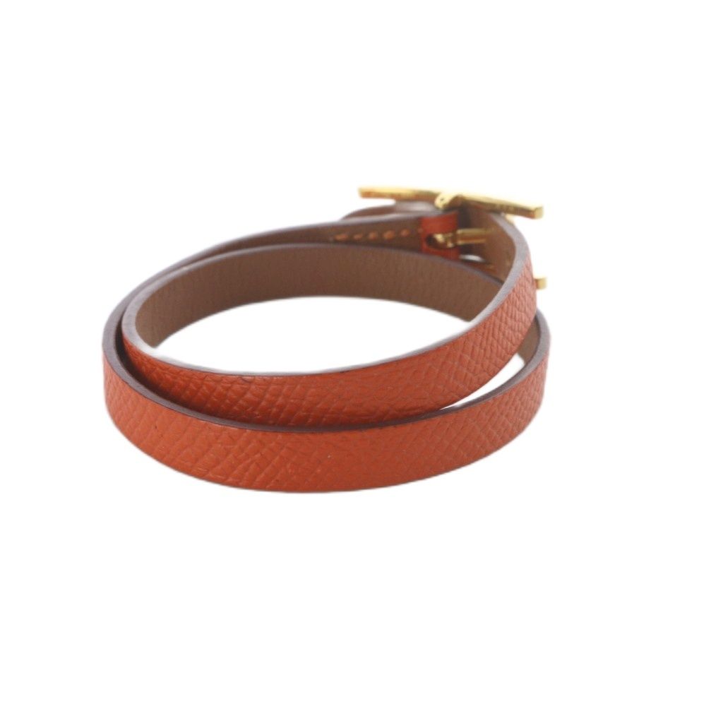 Hermes Behapi Double Tour XS Bracelet Orange Gold — view 3