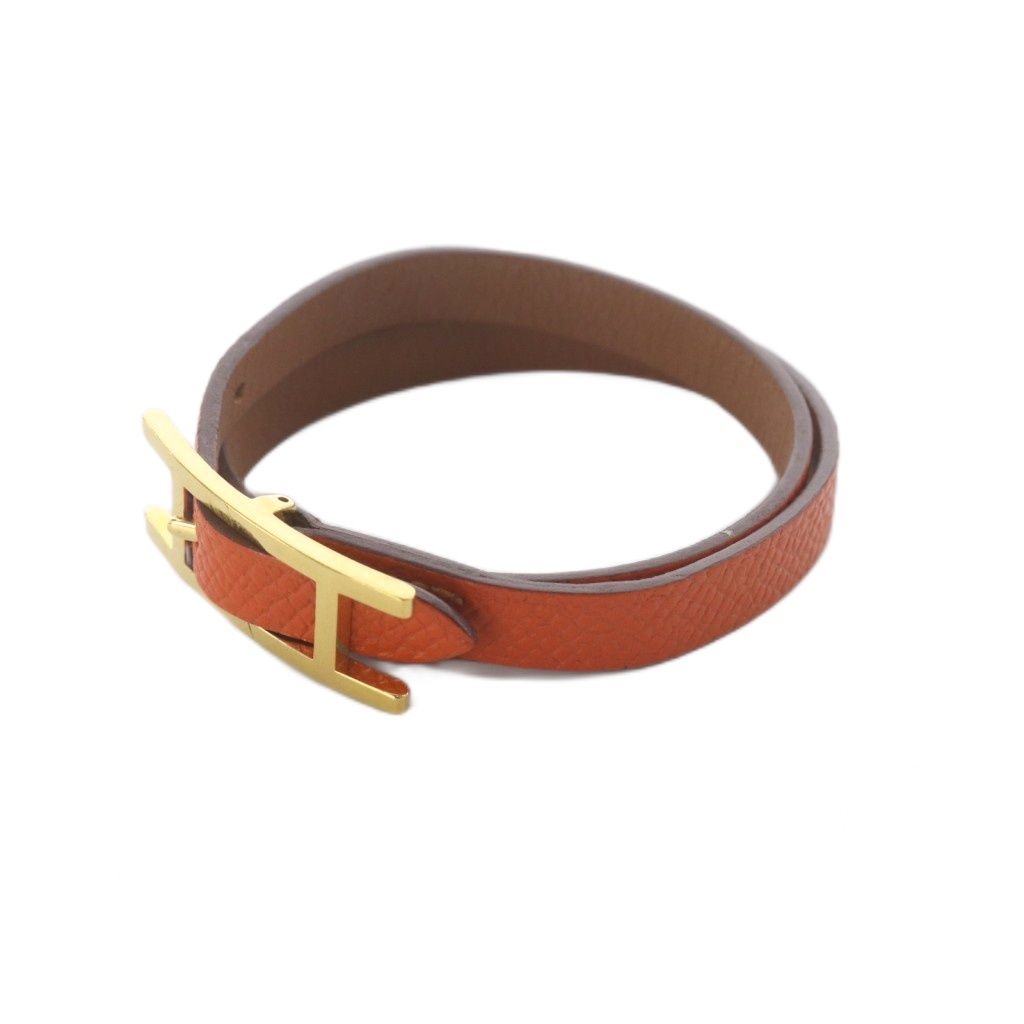 Hermes Behapi Double Tour XS Bracelet Orange Gold — view 2