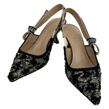 Dior Sandals 35.5 Black White Ribbon J'adior Cotton — view 2