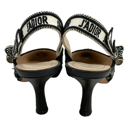 Dior Sandals 35.5 Black White Ribbon J'adior Cotton — view 3