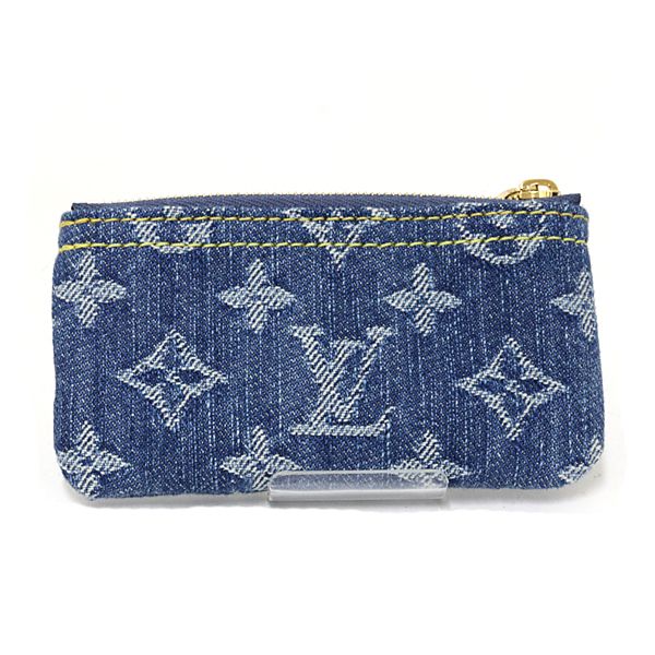 Louis Vuitton Card Key Case Pochette Cles Coin Monogram Denim Blue Key Holder — view 3