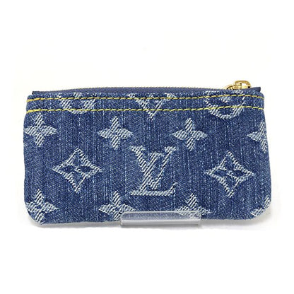 Louis Vuitton Card Key Case Pochette Cles Coin Monogram Denim Blue Key Holder — view 3