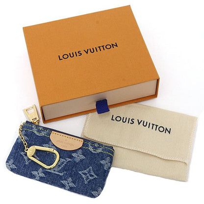 Louis Vuitton Card Key Case Pochette Cles Coin Monogram Denim Blue Key Holder — view 2