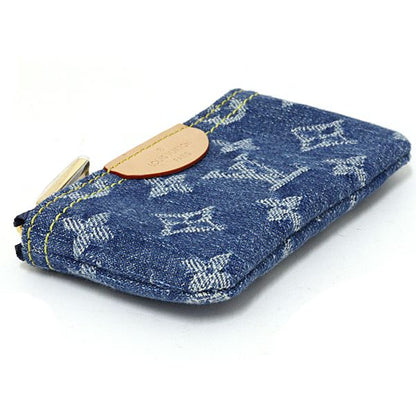 Louis Vuitton Card Key Case Pochette Cles Coin Monogram Denim Blue Key Holder — view 4