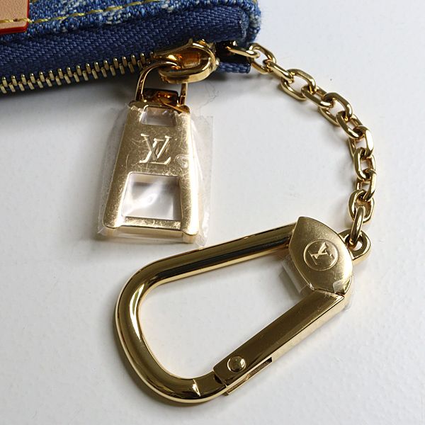Louis Vuitton Card Key Case Pochette Cles Coin Monogram Denim Blue Key Holder — view 5