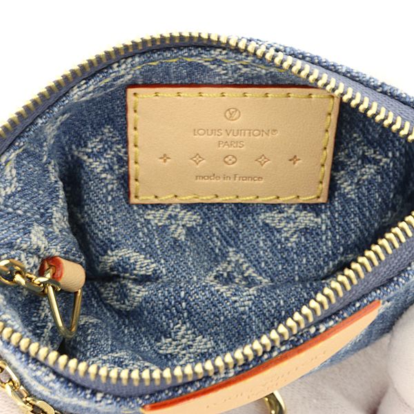 Louis Vuitton Card Key Case Pochette Cles Coin Monogram Denim Blue Key Holder — view 6