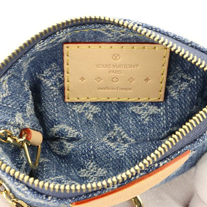Louis Vuitton Card Key Case Pochette Cles Coin Monogram Denim Blue Key Holder — view 6