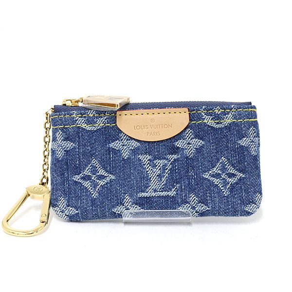 Louis Vuitton Card Key Case Pochette Cles Coin Monogram Denim Blue Key Holder