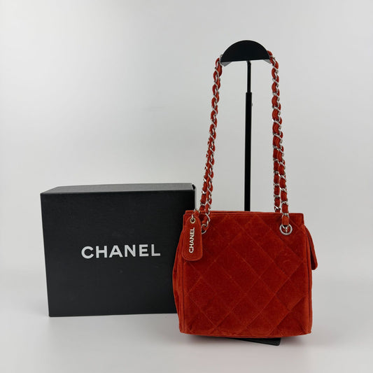 Chanel CC Logo Quilted Chang en Shoulder Bag Red 4 Vinte Ji Su Hboc