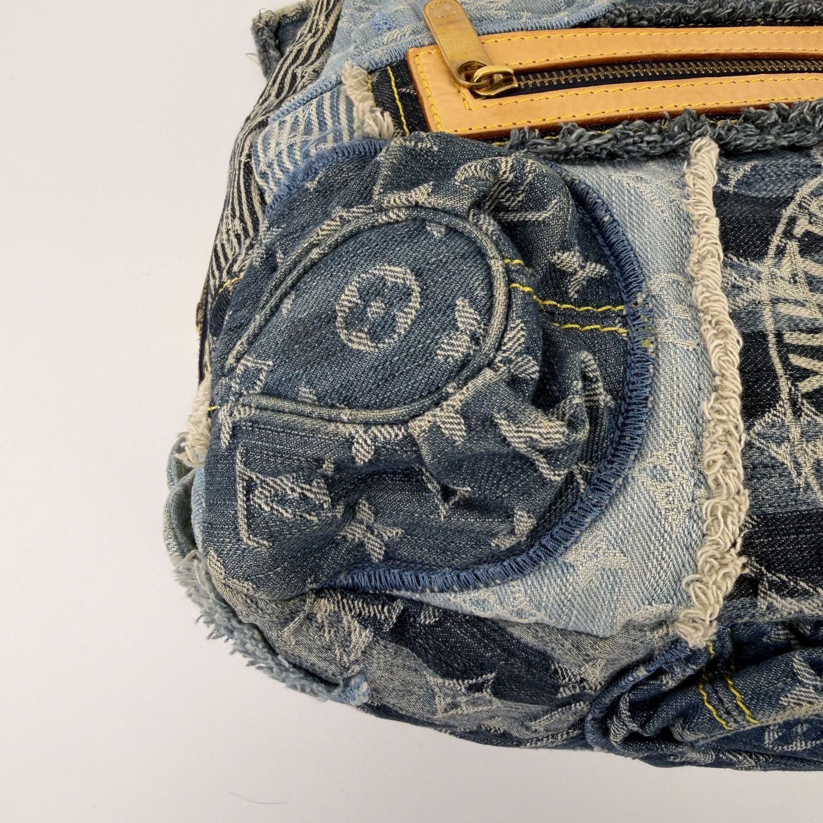 Louis Vuitton Monogram Patchwa Kubouli Shoulder Bag Blue Denim Vinte Ji s — view 9