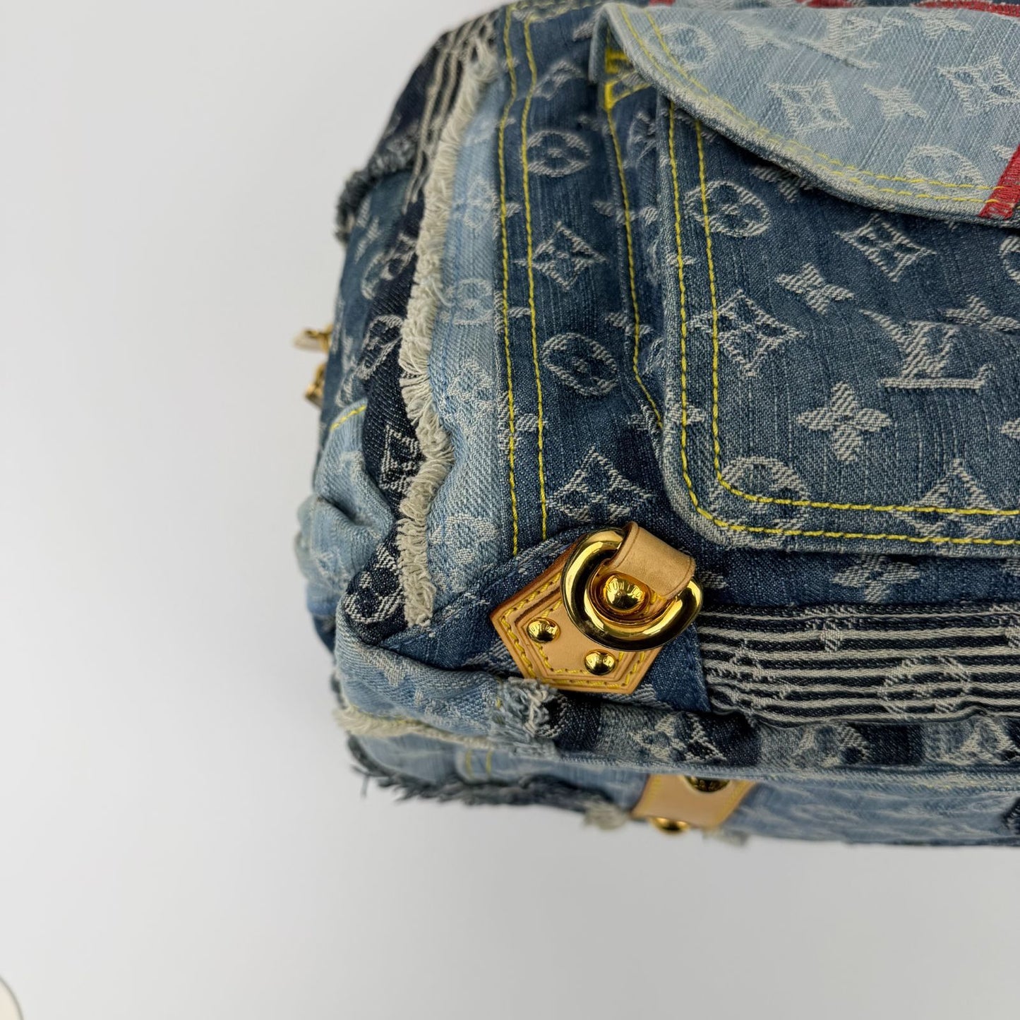 Louis Vuitton Monogram Patchwa Kubouli Shoulder Bag Blue Denim Vinte Ji s — view 7