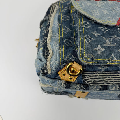 Louis Vuitton Monogram Patchwa Kubouli Shoulder Bag Blue Denim Vinte Ji s — view 7
