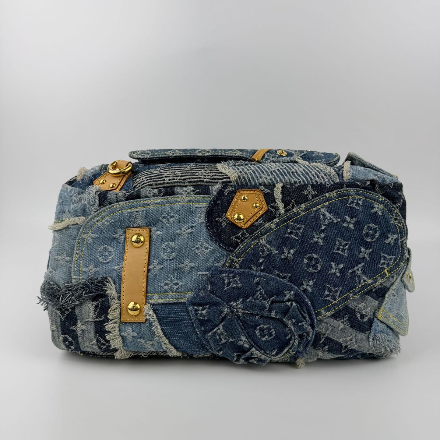 Louis Vuitton Monogram Patchwa Kubouli Shoulder Bag Blue Denim Vinte Ji s — view 6