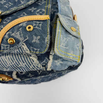 Louis Vuitton Monogram Patchwa Kubouli Shoulder Bag Blue Denim Vinte Ji s — view 8