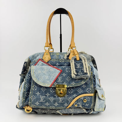 Louis Vuitton Monogram Patchwa Kubouli Shoulder Bag Blue Denim Vinte Ji s — view 2