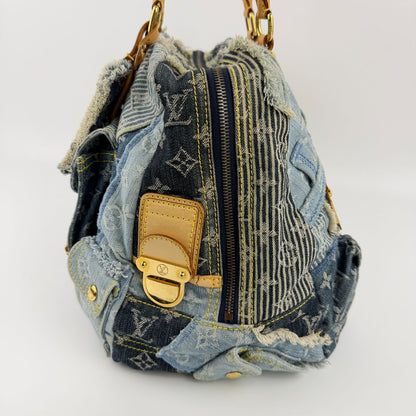Louis Vuitton Monogram Patchwa Kubouli Shoulder Bag Blue Denim Vinte Ji s — view 4