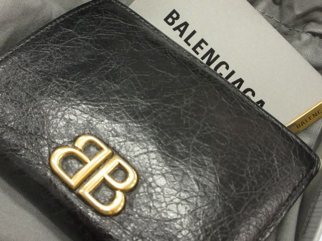 Balenciaga Compact Wallet Mini Monaco Black Leather — view 4