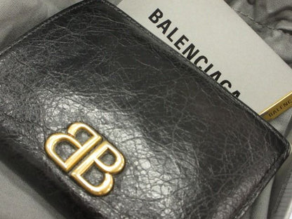 Balenciaga Compact Wallet Mini Monaco Black Leather — view 4