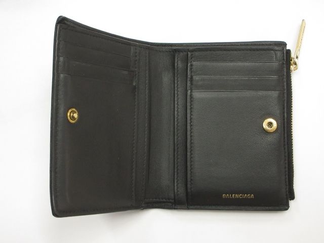 Balenciaga Compact Wallet Mini Monaco Black Leather — view 3