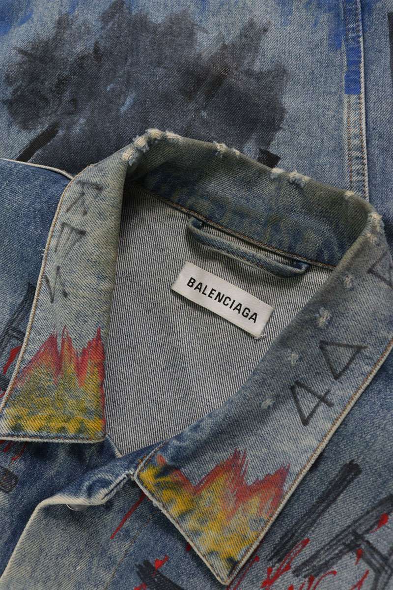Balenciaga Graphic Paint Oversize Denim Jacket 38 — view 3