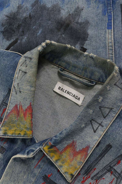 Balenciaga Graphic Paint Oversize Denim Jacket 38 — view 3
