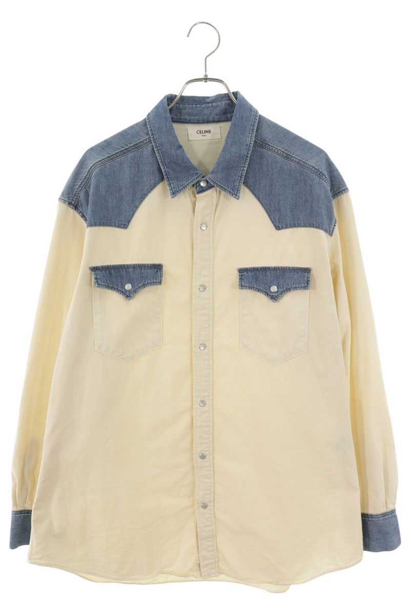 Celine Denim Switchable Oversize Western Long Sleeve Shirt XL