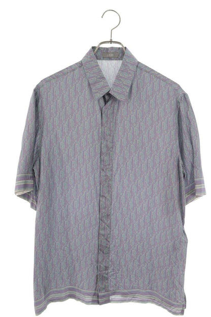 Dior Oblique Allover Pattern Silk Short Sleeve Shirt 38