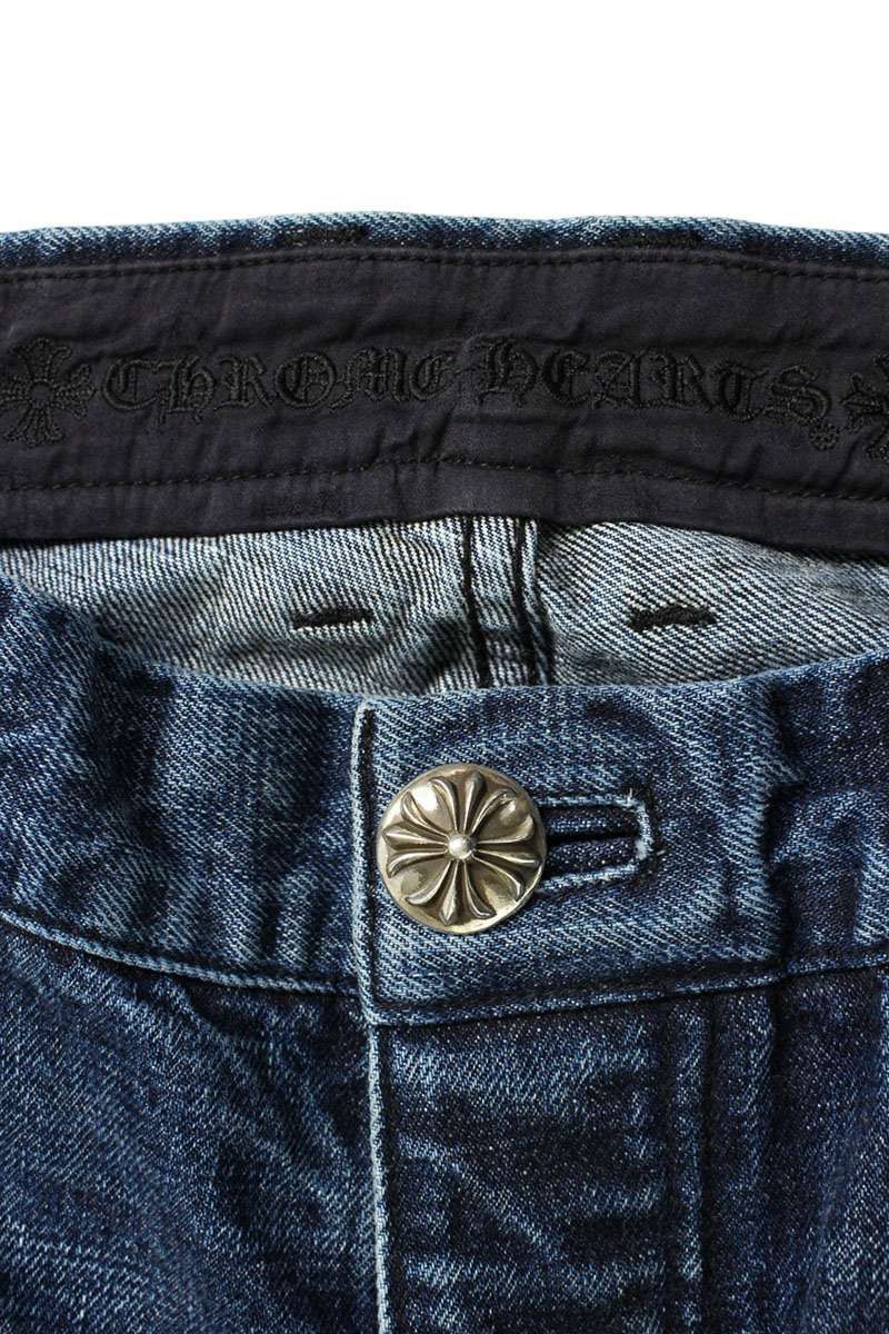 Chrome Hearts RS Bootleg 5 Pkt Dnm Pant Cross Ball Button Boots Cut Denim Pants — view 3