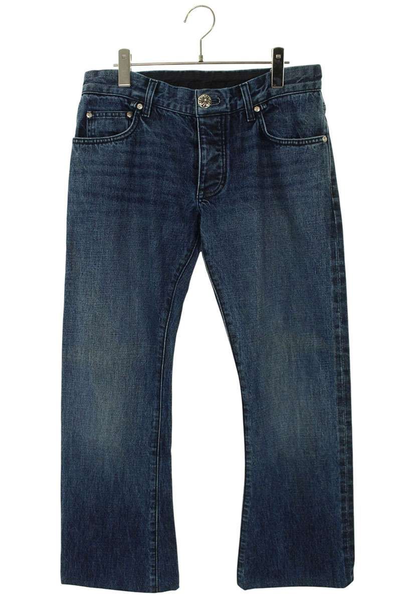 Chrome Hearts RS Bootleg 5 Pkt Dnm Pant Cross Ball Button Boots Cut Denim Pants