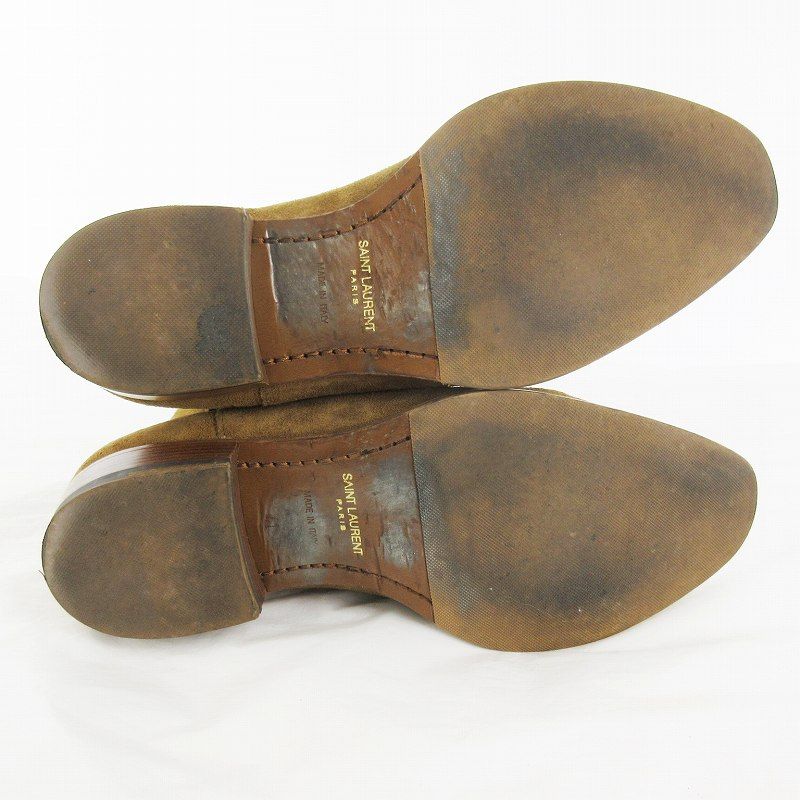 Saint Laurent Paris 41 Wyatt Suede Chelsea Boots Side Gore Leather Camel — view 7