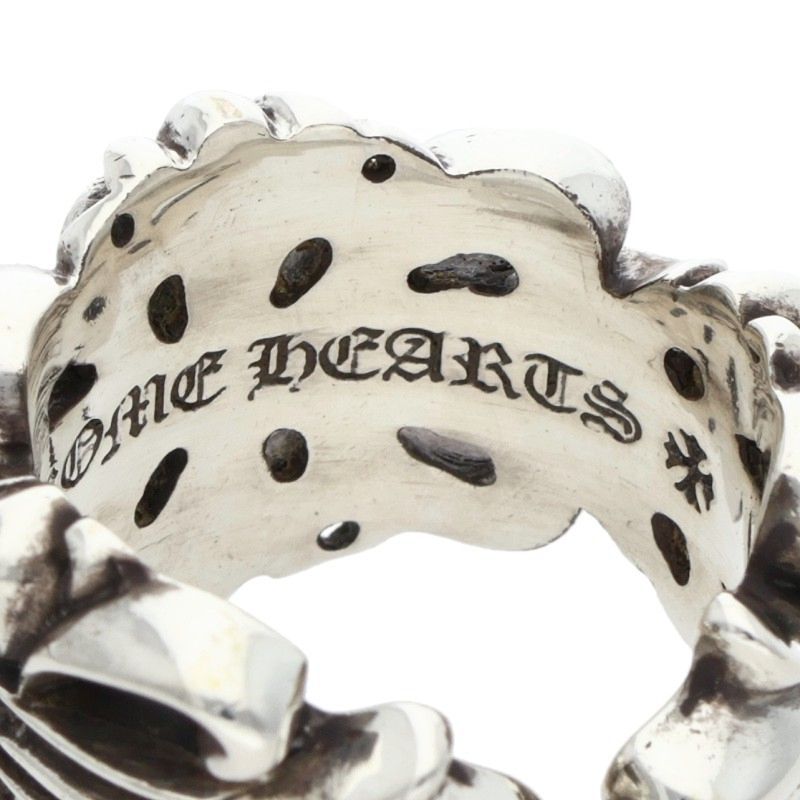Chrome Hearts Dbl Flrl Crs Double Floral Cross Silver Ring — view 4